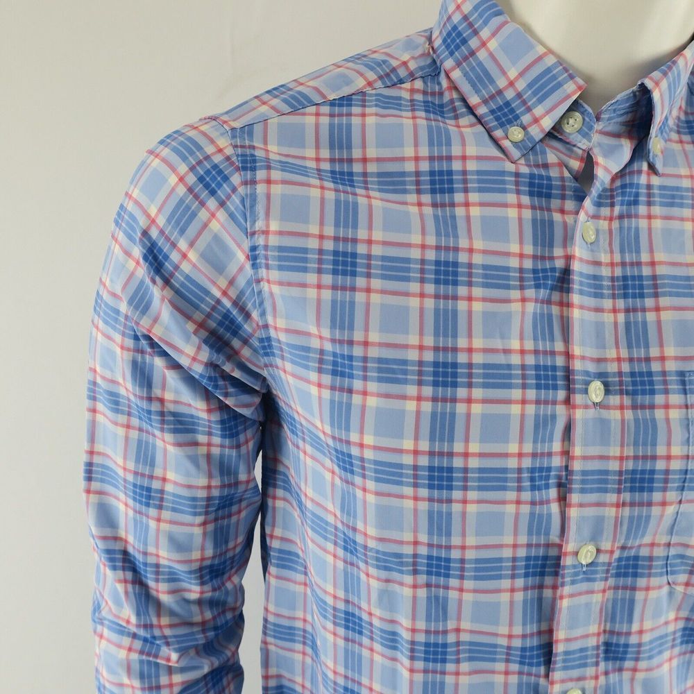 Vineyard Vines On the Go Performance Long Sleeve Button Up Shirt Mens S Blue Red - Picture 3 of 7